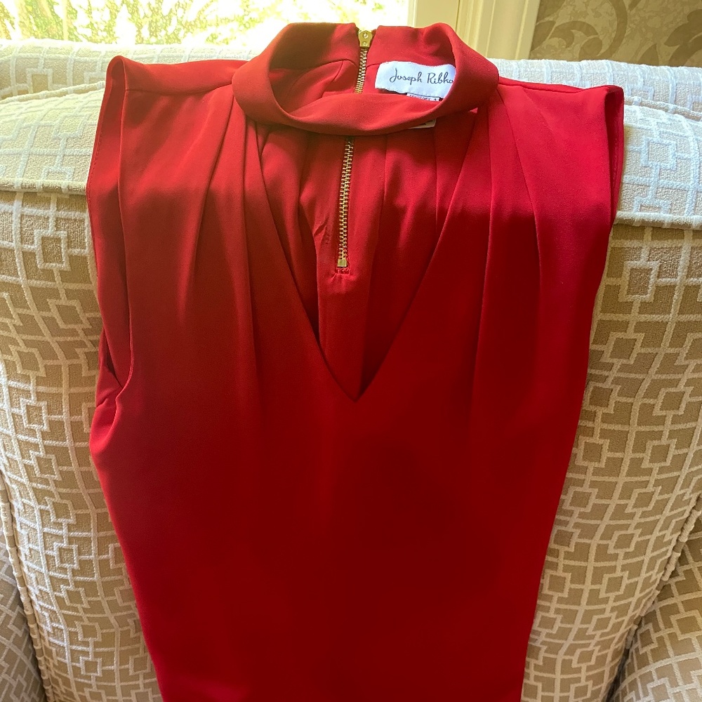 Joseph Ribcoff red tank with gold zipper in back